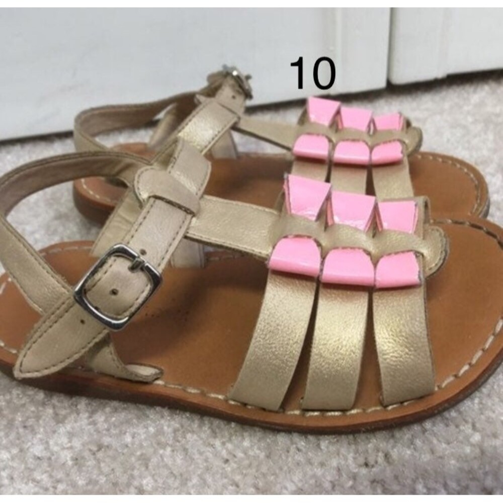 notdstrom sz 10 gold/pink buckle sandal